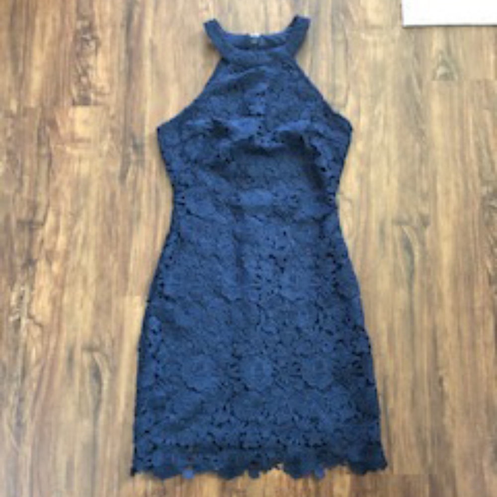 XS Navy Crochet Mini Dress